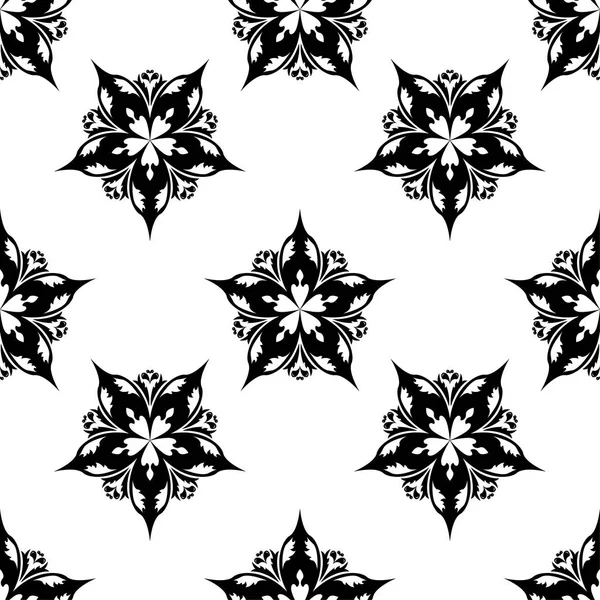 Adorno Floral Blanco Negro Patrón Sin Costuras Para Textiles Fondos — Archivo Imágenes Vectoriales