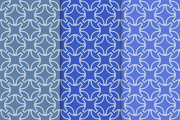 Mavi geometrik süsler. Web, Tekstil ve duvar kağıtları için dikey Dikişsiz desen seti