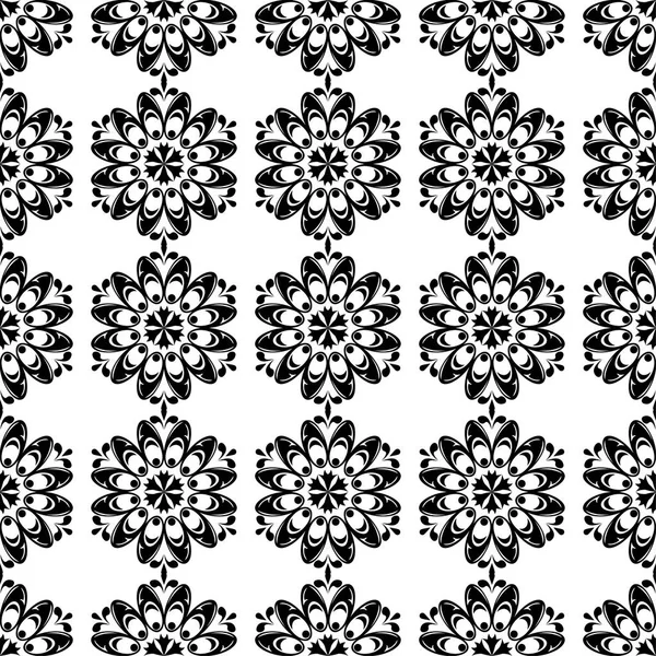 Ornamento Floral Preto Sobre Fundo Branco Padrão Sem Costura Para —  Vetores de Stock