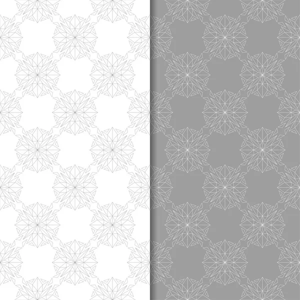 白色和灰色的花饰 一套无缝的纺织品和墙纸背景 — 图库矢量图片