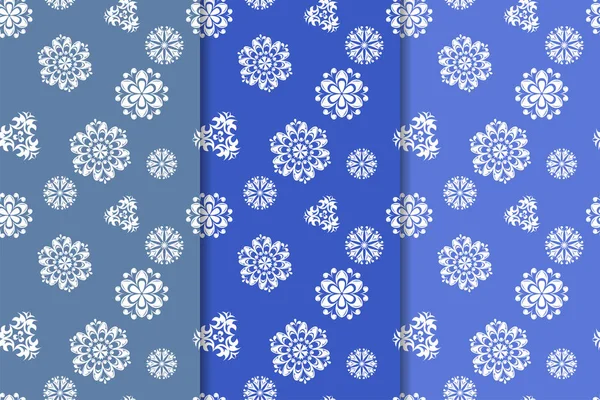 Mavi çiçekli süs tasarım kümesi. Duvar kağıtları ve kumaşlar için dikey Dikişsiz desen