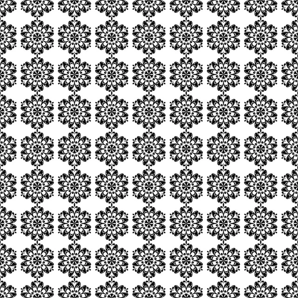 Adorno Floral Negro Sobre Fondo Blanco Patrón Sin Costuras Para — Vector de stock