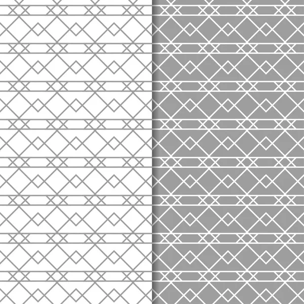 Серо Белые Геометрические Орнаменты Набор Плавных Шаблонов Паутины Текстиля Обоев — стоковый вектор