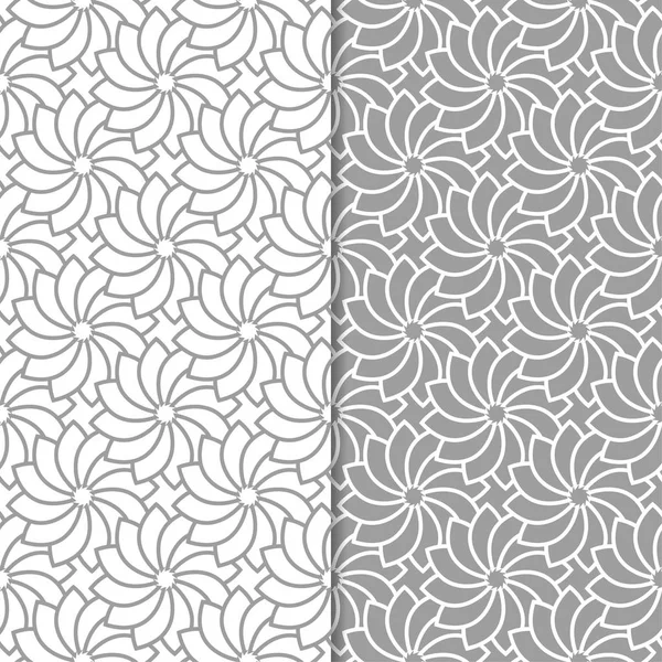 Beyaz ve gri çiçek arka planlar. Tekstil ve duvar kağıtları için dikişsiz desen seti