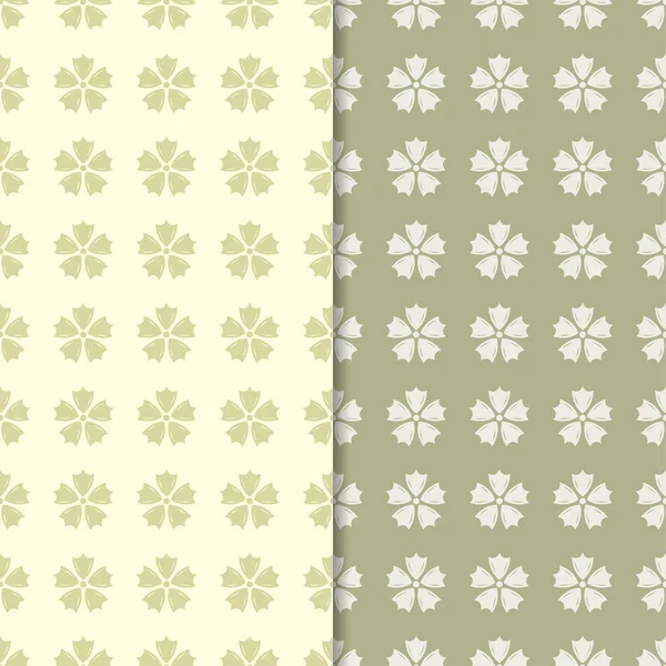 Zeytin yeşili çiçek arka planlar. Tekstil ve duvar kağıtları için dikişsiz desen seti