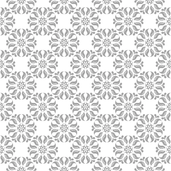 Jasny Szary Ornament Kwiatowy Białym Tle Jednolity Wzór Włókienniczych Tapety — Wektor stockowy