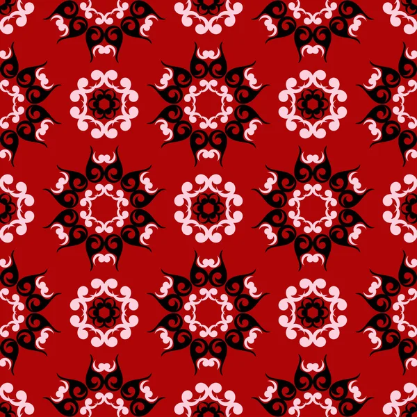 Çiçek sorunsuz arka plan. Kırmızı siyah ve beyaz çiçek deseni. Duvar kağıtları ve tekstil tasarımı için