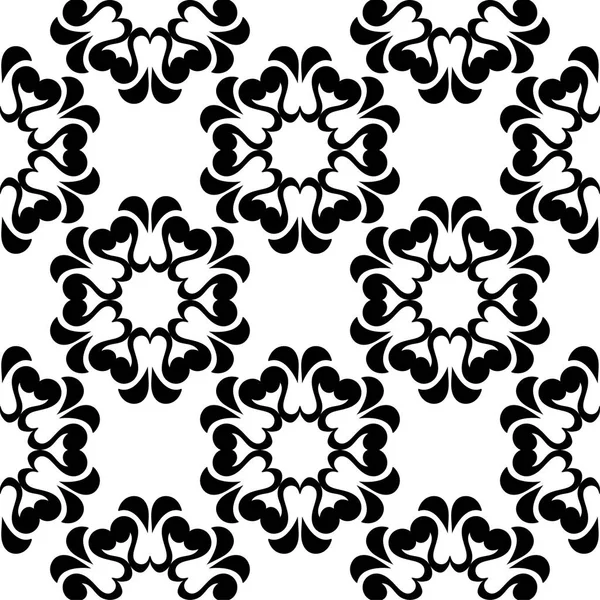 Ornamento Floral Preto Sobre Fundo Branco Padrão Sem Costura Para — Vetor de Stock