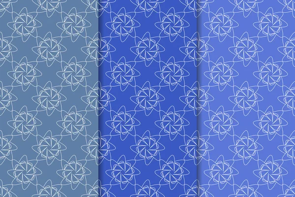 Mavi geometrik süsler. Web, Tekstil ve duvar kağıtları için dikey Dikişsiz desen seti