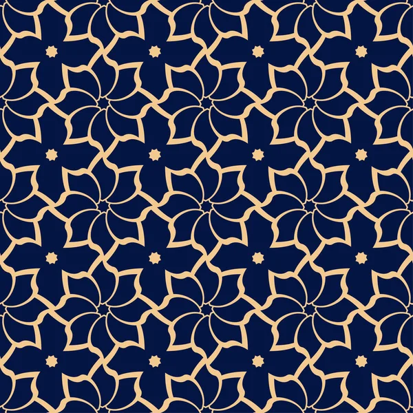 Mavi zemin üzerine altın çiçek. Tekstil ve duvar kağıtları için seamless modeli