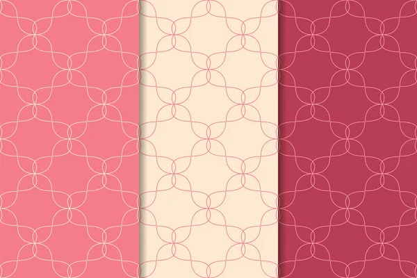 Kiraz kırmızısı geometrik süsler. Web, Tekstil ve duvar kağıtları için dikey Dikişsiz desen seti