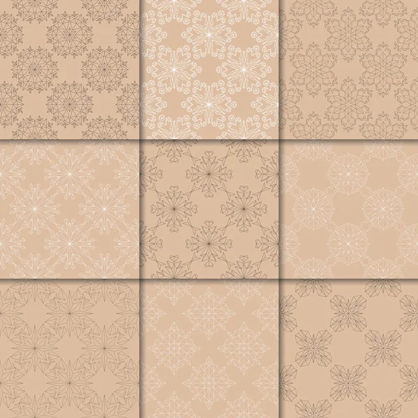 Braun Beige Florale Ornamente Sammlung Nahtloser Muster Für Papier Textilien — Stockvektor
