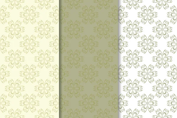 Zeytin yeşili kümesi çiçek süsler. Tekstil ve duvar kağıtları için dikişsiz desen