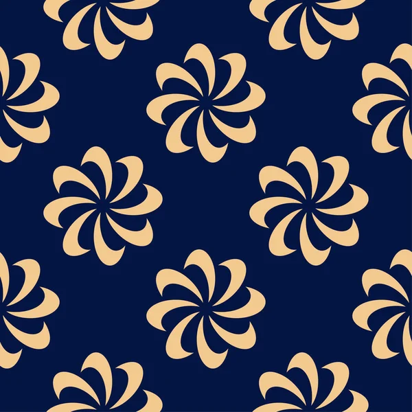 Koyu mavi zemin üzerine altın çiçek tasarım. Tekstil ve duvar kağıtları için seamless modeli