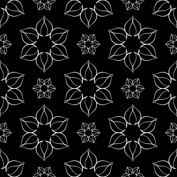 Fleurs Blanches Sur Fond Noir Motif Décoratif Sans Couture Pour — Image vectorielle