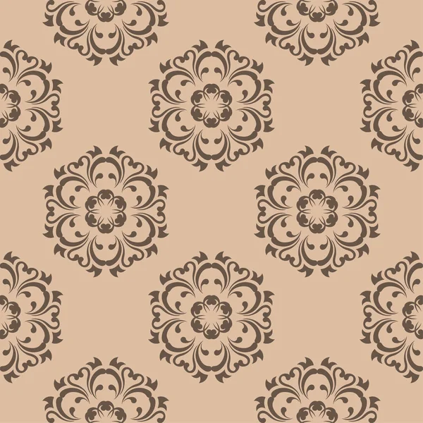 Adorno Floral Marrón Sobre Fondo Beige Patrón Sin Costuras Para — Vector de stock