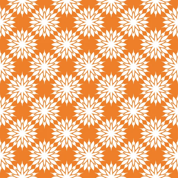 Biały Kwiatowy Ornament Pomarańczowym Tle Jednolity Wzór Włókienniczych Tapety — Wektor stockowy