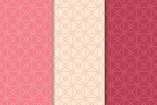 Kiraz kırmızısı geometrik süsler. Web, Tekstil ve duvar kağıtları için dikey Dikişsiz desen seti