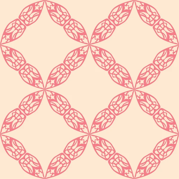 Red Floral Ornament Beige Background Seamless Pattern Textile Wallpapers — Stock Vector