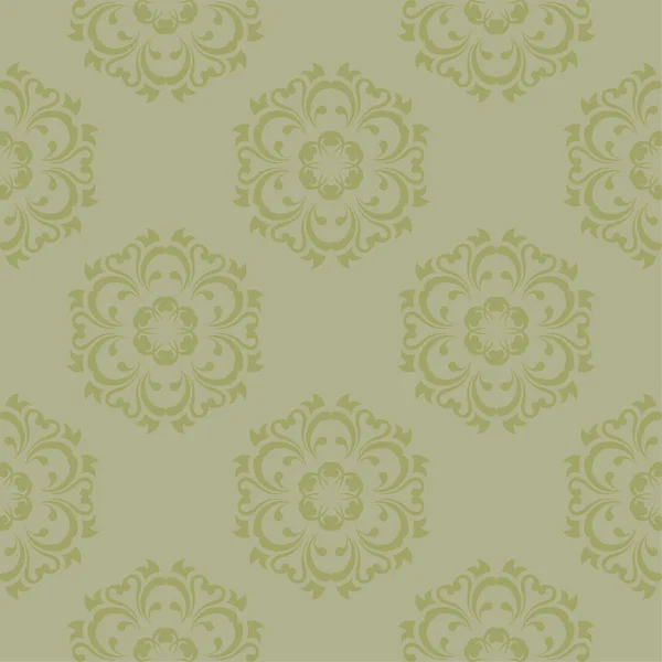 Olive Green Floral Ornament Seamless Pattern Textile Wallpapers — Stock Vector