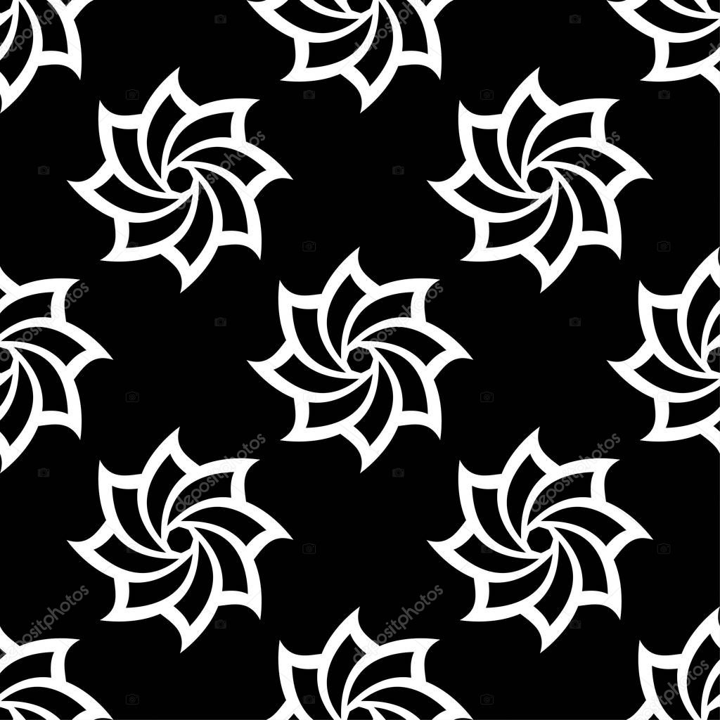 Floral black and white monochrome seamless pattern. Background with fower elements for wallpapers.