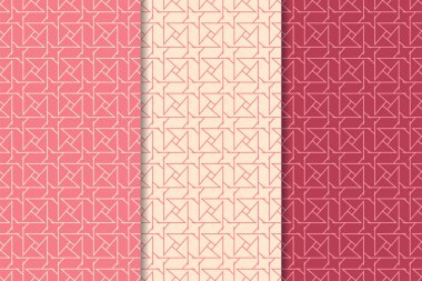 Geometrik süsler kümesi. Web, Tekstil ve duvar kağıtları için kiraz kırmızı Dikişsiz desen