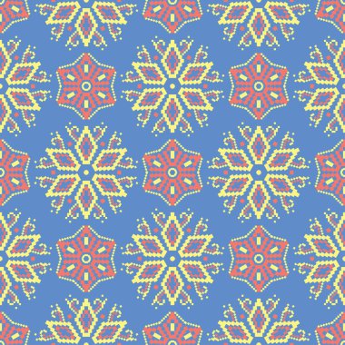 Çiçek seamless modeli. Mavi arka plan duvar kağıtları, Tekstil ve kumaş için renkli çiçek öğeleri ile