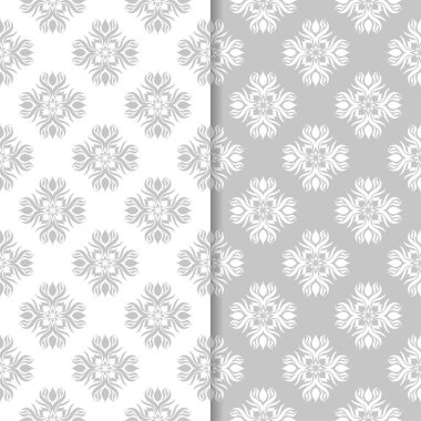 Gri ve beyaz seamless modeli ile çiçek arka planlar. Duvar kağıtları ve Tekstil için tasarımlar