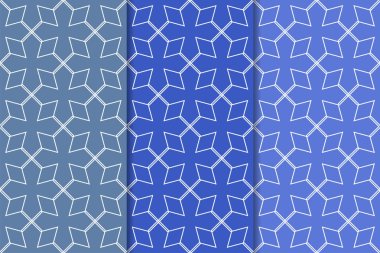 Web, Tekstil ve duvar kağıtları için geometrik Dikişsiz desen mavi seti