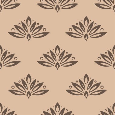 Kahverengi Bej seamless modeli ile çiçek arka plan. Duvar kağıtları ve tekstil tasarım