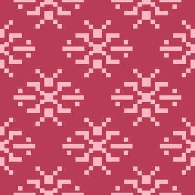 Kırmızı ve soluk pembe geometrik süsleme. Web, Tekstil ve duvar kağıtları için seamless modeli