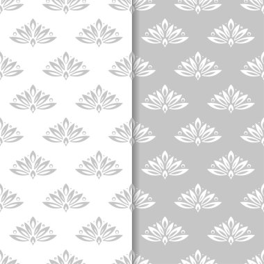 Gri ve beyaz seamless modeli ile çiçek arka planlar. Duvar kağıtları ve Tekstil için tasarımlar