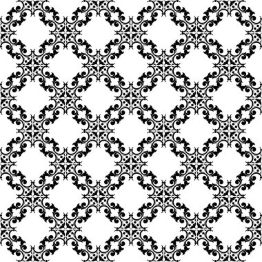 Beyaz arka planda siyah çiçek süsleme. Tekstil ve duvar kağıtları için seamless modeli