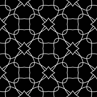 Siyah ve beyaz geometrik süsleme. Web, Tekstil ve duvar kağıtları için seamless modeli