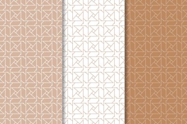 Geometrik süsler kümesi. Kahverengi ve beyaz Dikişsiz desen web, Tekstil ve duvar kağıtları için