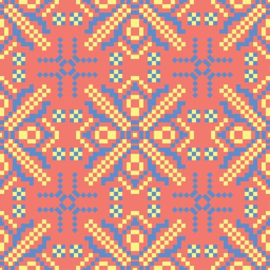 Çiçek kırmızı seamless modeli. Arka plan duvar kağıtları, Tekstil ve kumaş için sarı ve mavi çiçek öğeleri ile parlak renkli