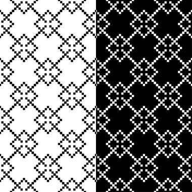 Siyah ve beyaz geometrik yazdırır. Web, Tekstil ve duvar kağıtları için dikişsiz desen seti