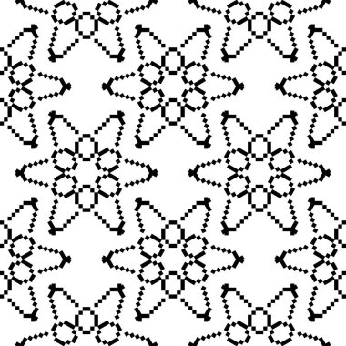 Siyah ve beyaz çiçek süsleme. Tekstil ve duvar kağıtları için seamless modeli