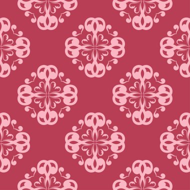 Kırmızı zemin üzerine çiçek süsleme. Tekstil ve duvar kağıtları için seamless modeli