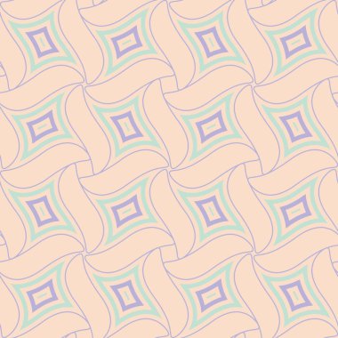 Geometrik çok renkli seamless modeli. Bej renkli arka plan duvar kağıtları, Tekstil ve kumaş için mor ve mavi tasarım öğeleri ile