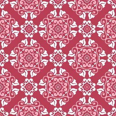 Kırmızı çiçek seamless modeli. Soluk kırmızı ve bej renkli arka plan duvar kağıtları, Tekstil ve kumaş için