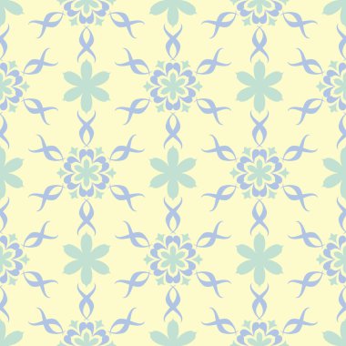 Bej renkli çiçek seamless modeli. Arka plan duvar kağıtları, Tekstil ve kumaş için mavi ve yeşil ışık çiçek öğeleri ile