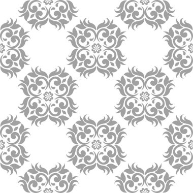 Beyaz arka plan üzerine açık gri çiçek öğe. Tekstil ve duvar kağıtları için seamless modeli