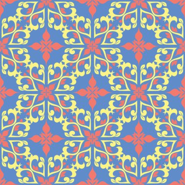 Çiçek mavi seamless modeli. Parlak arka plan duvar kağıtları, Tekstil ve kumaş için renkli çiçek öğeleri ile