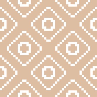Bej ve beyaz geometrik süsleme. Web, Tekstil ve duvar kağıtları için seamless modeli