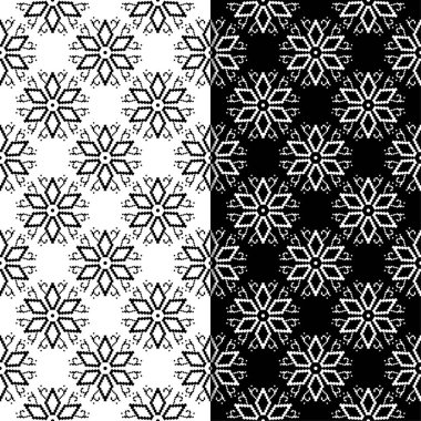 Siyah ve beyaz çiçek arka planlar. Tekstil ve duvar kağıtları için dikişsiz desen seti