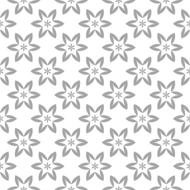 Beyaz arka plan üzerine açık gri çiçek süsleme. Tekstil ve duvar kağıtları için seamless modeli