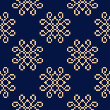 Koyu mavi zemin üzerine altın çiçek öğe. Tekstil ve duvar kağıtları için seamless modeli