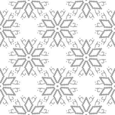 Beyaz arka plan üzerine açık gri çiçek süsleme. Tekstil ve duvar kağıtları için seamless modeli