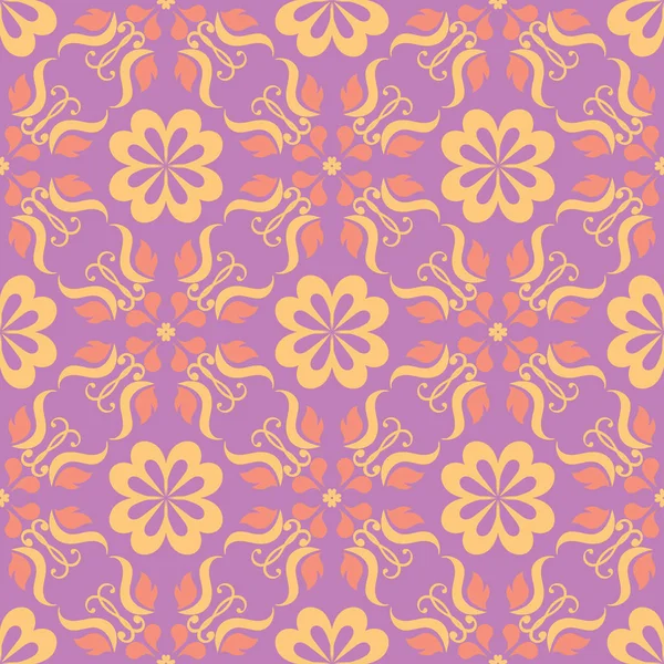 Motif Floral Sans Couture Fond Violet Brillant Avec Design Coloré — Image vectorielle